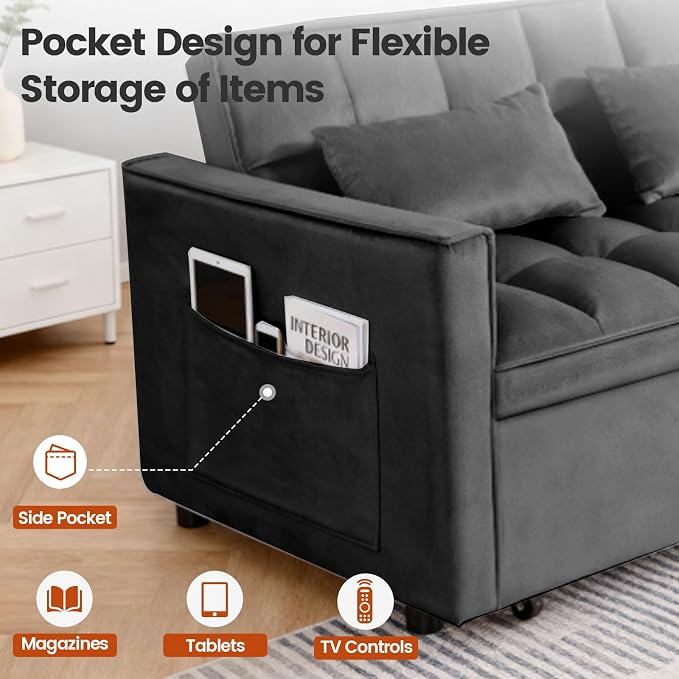3 in 1 Sofa Bed, Loveseat Sleeper Sofa Bed - Image 5