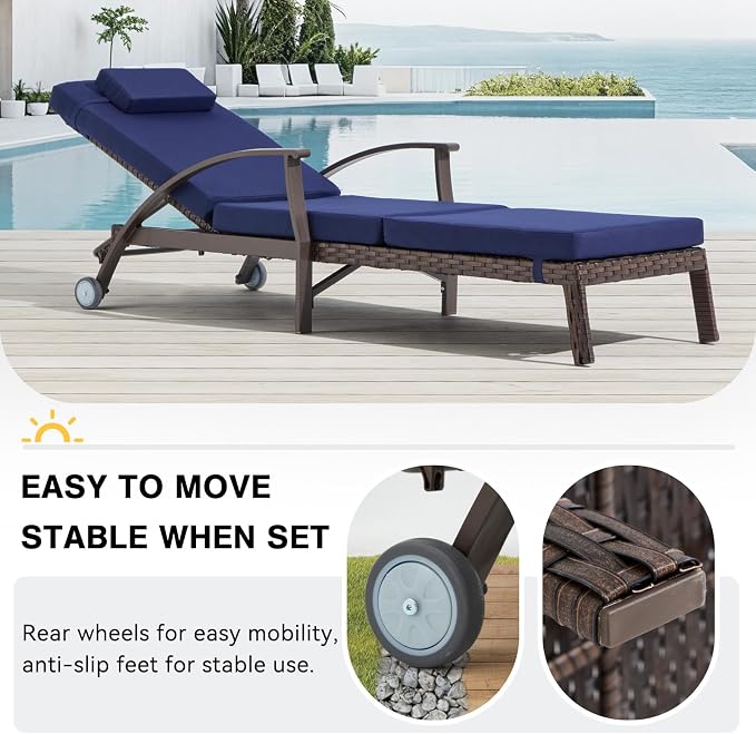 Outdoor Chaise Lounge Chairs Set of 2 - Image 8