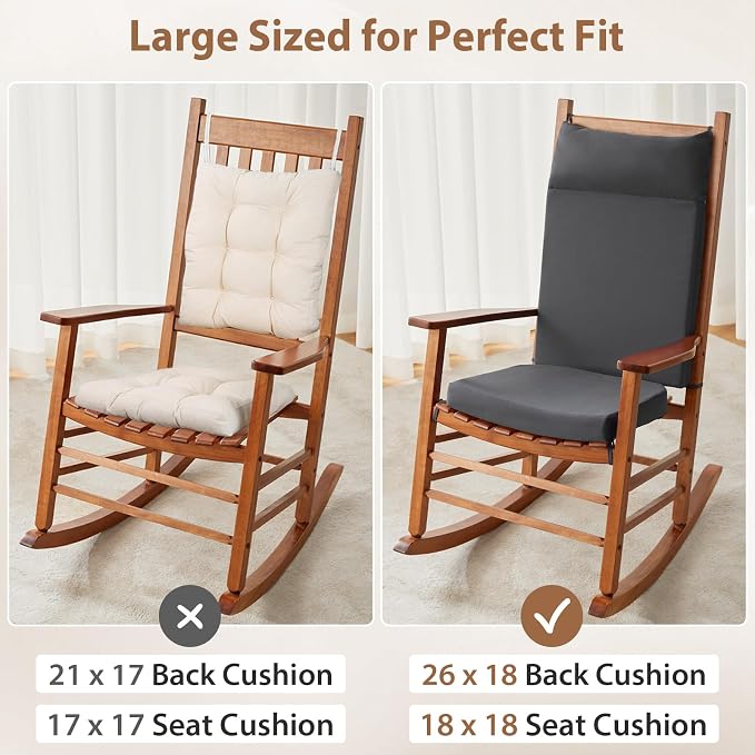 Waterproof Rocking Chair Cushions Outdoor & Indoor, Wooden Rocking Chair Pads - Image 3