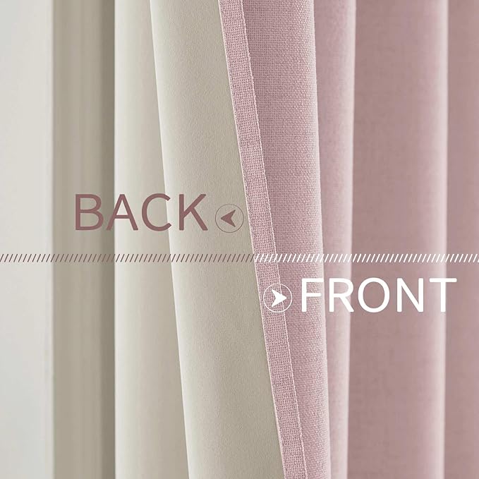 MIULEE Linen Texture Curtains for Bedroom Solid 100% Blackout Thermal Insulated - Image 6