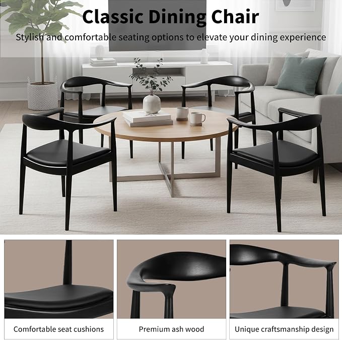 Kennedy Armchair, Mid Century Modern Dining Chair, PU Upholstered Kennedy Chair - Image 6