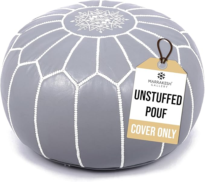 Marrakesh Gallery Genuine Leather Round Pouf Unstuffed by MarrakeshGallery