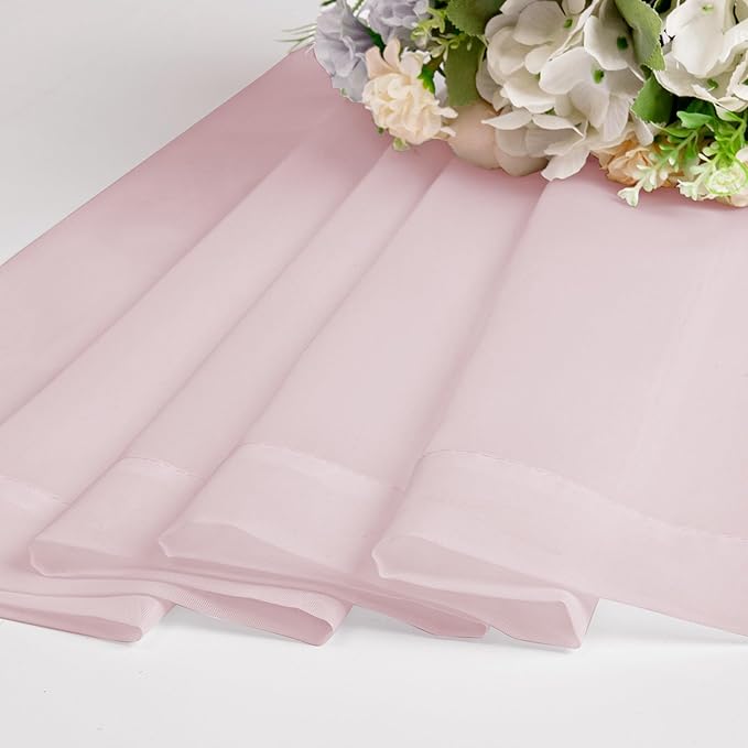 OWENIE Sheer Curtains 54 Inch Length 2 Panels Set, Blush Sheer Curtain - Image 7