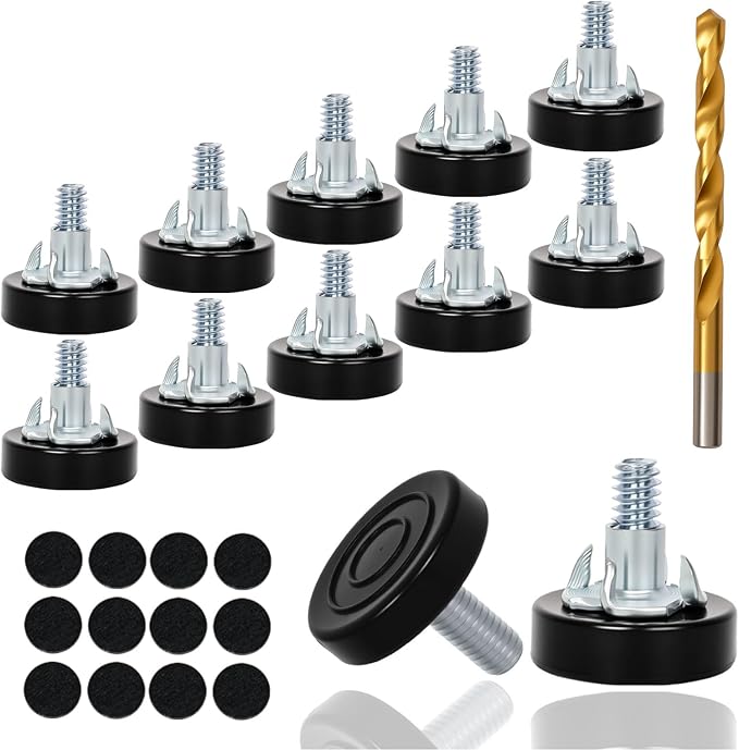 12 PCS M6 Thread Furniture Feet Levelers, Furniture Leveling Feet by Eunenete