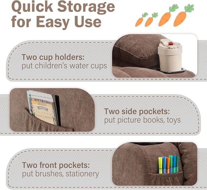 BOSMILLER Kids Recliner Chair， Push Back Toddler Recliner - Image 5