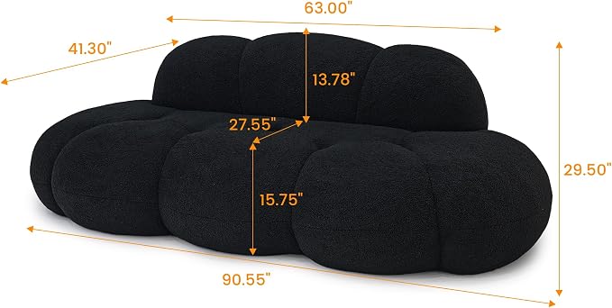 JACH Boneless Cloud Couches for Living Room Apartment, Modern Comfy Upholstered - Image 2