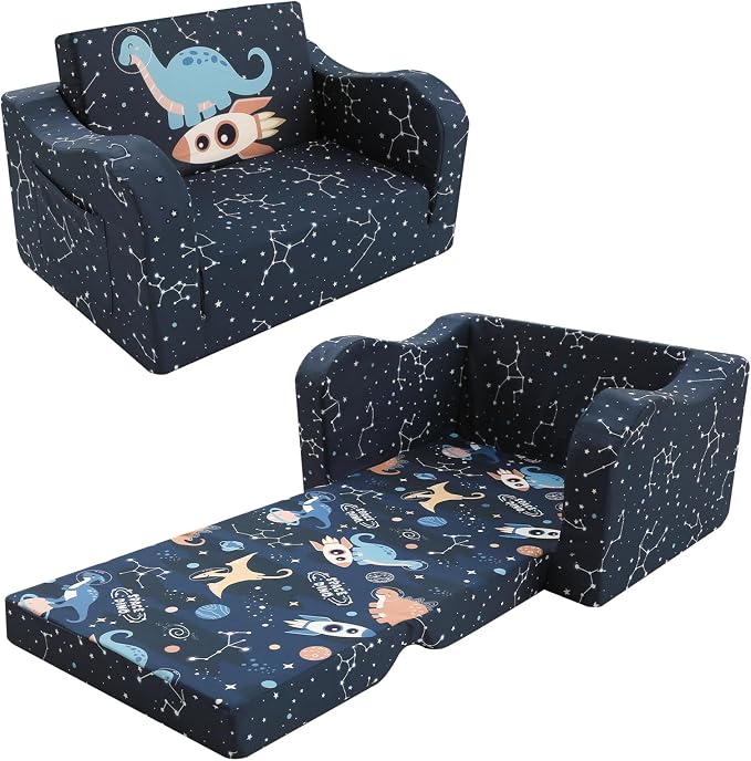 MeMoreCool Toddler Couch, 2-in-1 Kids Couch Fold Out to Lounger, Comfy Toddler by MeMoreCool