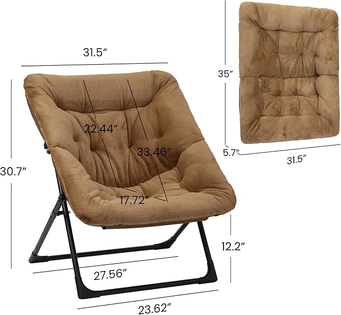 Comfy Saucer Chair for Adults, Soft Faux Fur Bedroom Chair, Accent Dorm Chairs - Image 3