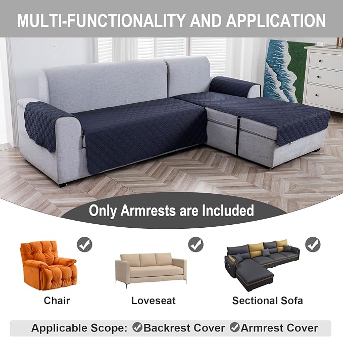 Genina Sofa Armrest Cover, Anti-Slip Armchair Slipcovers - Image 2