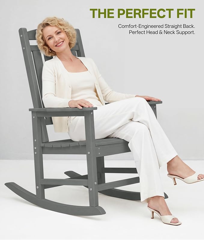 Outdoor Adirondack Rocking Chairs All-Weather HDPE Patio Rocker Chair - Image 5
