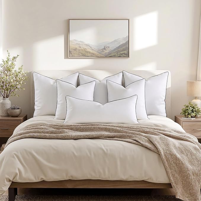 MIULEE Goose Feather Down 24x24 Pillow Insert Set of 2 - Image 7
