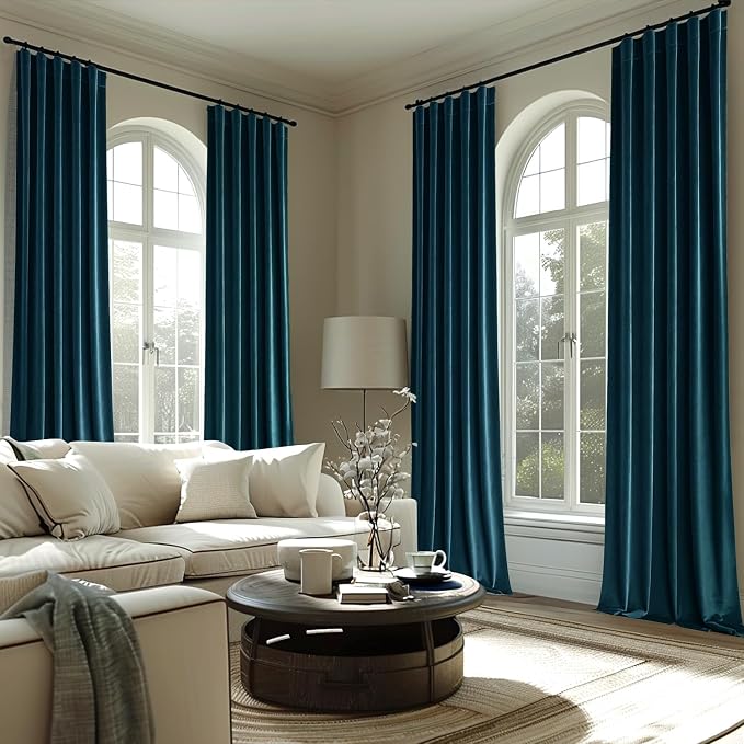 MIULEE Blue Velvet Curtains 90 inches 2 Panels - Image 7