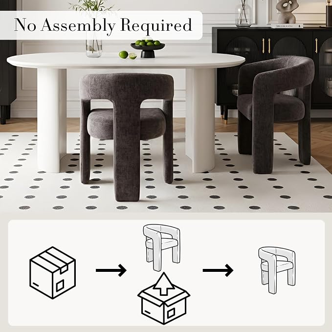 Modern Chenille Barrel Dining Chair Upholstered Fabric Dining Room Chair - Image 3