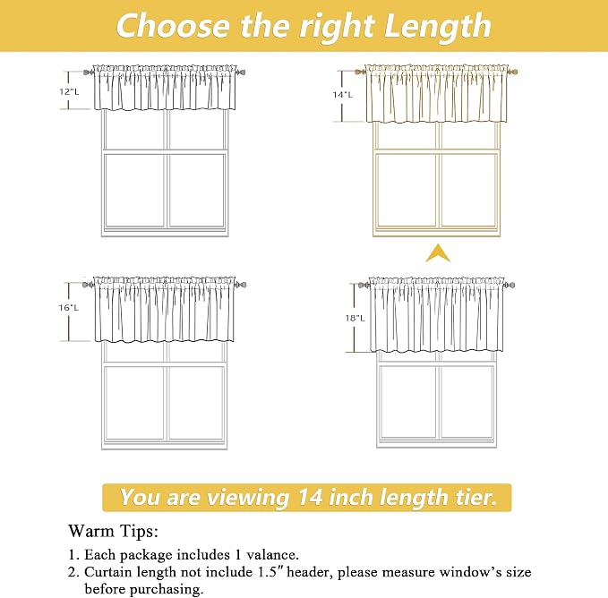OWENIE Gold Valances for Windows 1 Pcs, Light Filtering Textured Farmhouse - Image 2