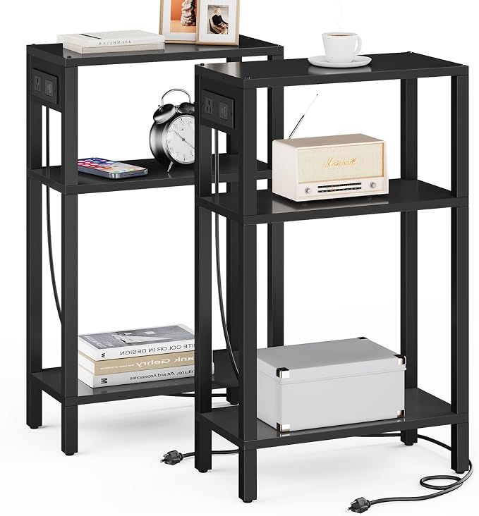 TUTOTAK Narrow Side Table with Charging Station, Small End Table with USB Ports by ChoosetutotakFurnitureBuildYourCozyHome