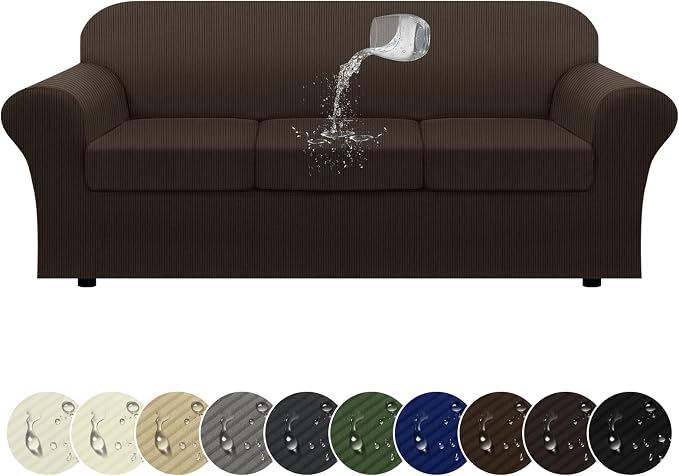 100% WaterproofCouch Cover 4-Piece Set Striped Sofa Slipcovers by Pfrstuv