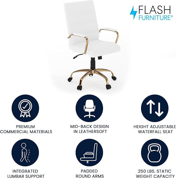Flash Furniture Whitney Mid-Back Swivel LeatherSoft Desk Chair - Image 4