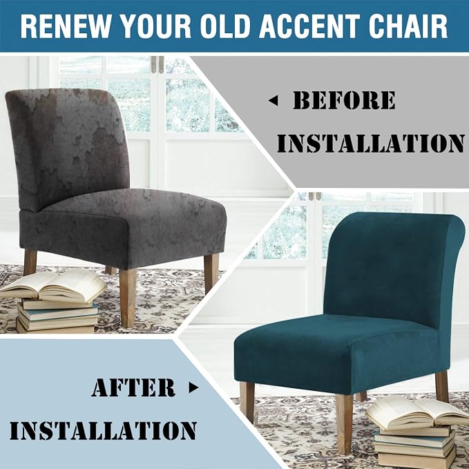 H.VERSAILTEX Armless Accent Chair Covers Thick Velvet Armless Chair Slipcovers - Image 8