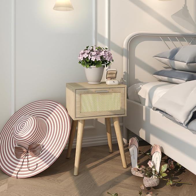 LAATOOREE Nightstand Set of 2, Small Bedside Table, Boho Side End Table - Image 7