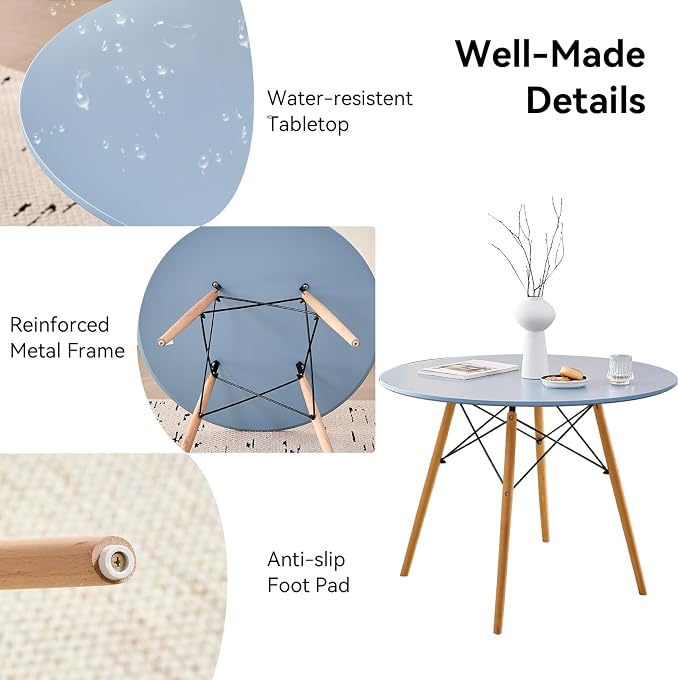 5-Piece Round Dining Table Set, Small 31.5" Kitchen Table Chairs Set of 4 Space - Image 4