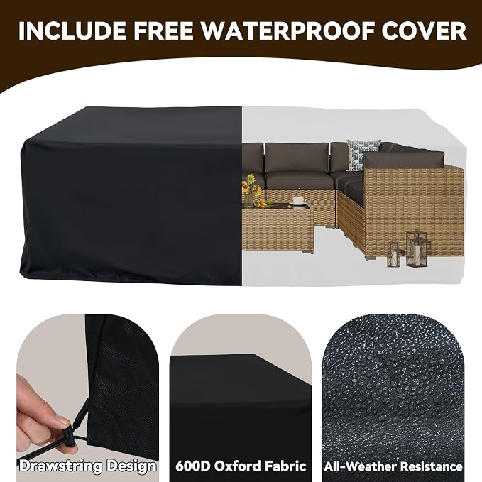 Aoxun Patio Furniture Sets, 14-Piece Outdoor Patio Furniture - Image 7