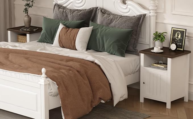 ChooChoo Farmhouse Nightstands Set of 2, Rustic Vintage End Side Table - Image 6