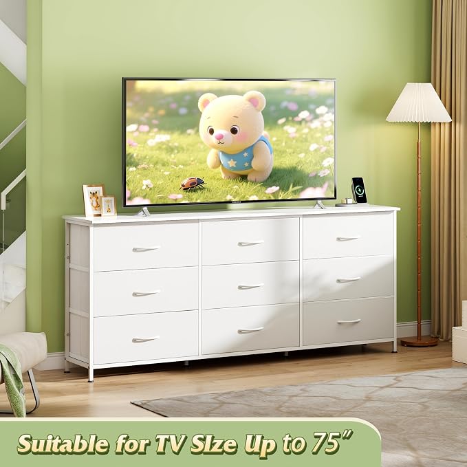 WLIVE 63''W Dresser for Bedroom, 75 inch TV, Wide Chest of Drawers - Image 2