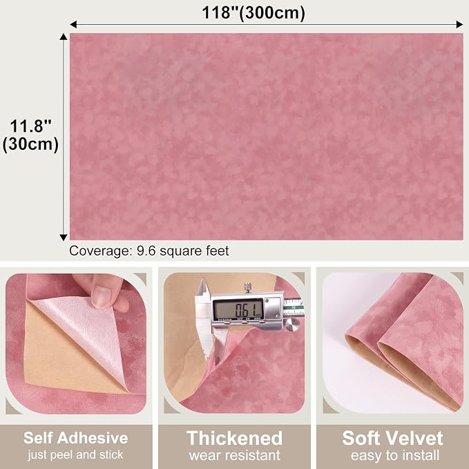 Coral Pink Velvet Drawer Liner Contact Paper - Image 7