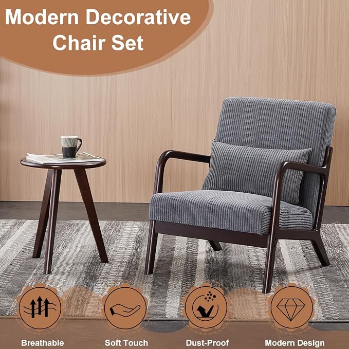 Havemies Mid-Century Modern Living Room Set, Accent Chair & Coffee Table in - Image 6