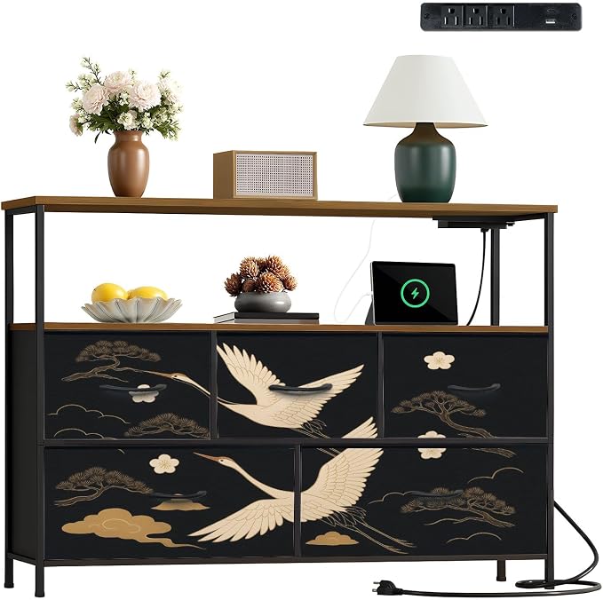 Dresser Japanese Seamless Crane Birds Elements Asian Oriental Decoration Such by Unknown