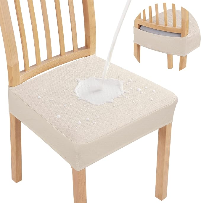 Smiry Waterproof Seat Covers for Dining Room Chairs Set of 2, Stretch Jacquard by Smiry