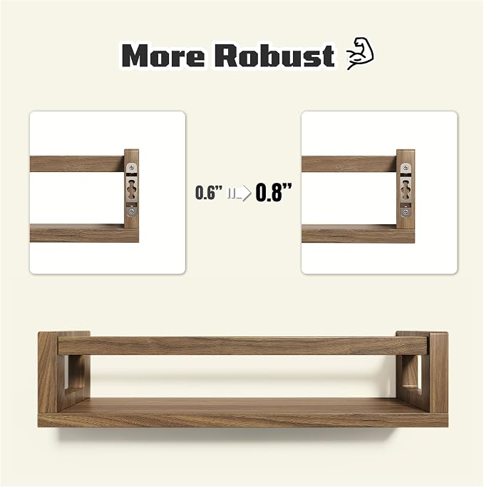 TidyCorner Upgraded Thick Floating Shelves, Solid Wood Bookshelf - Image 4