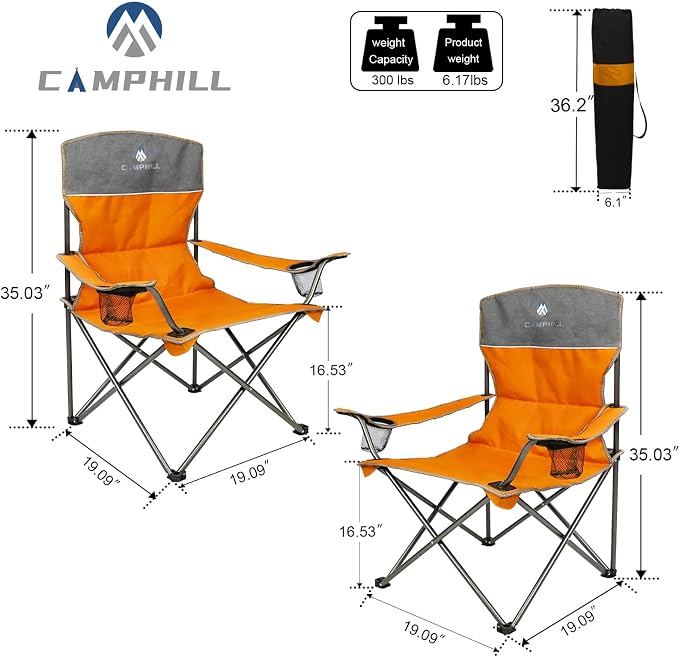 Camping Chair Set of 3, Outdoor Folding Camping Chairs - Image 4