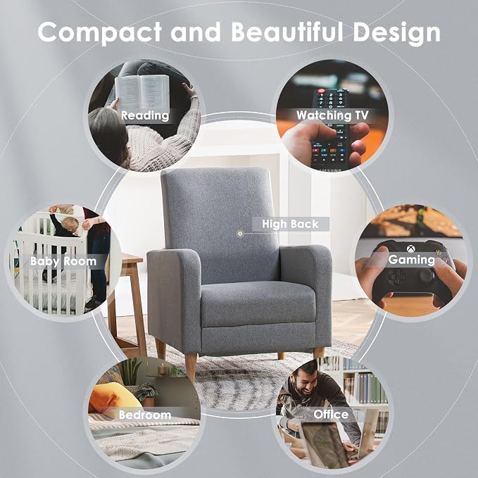 COLAMY Mid-Century Modern Upholstered Accent Chair - Image 8