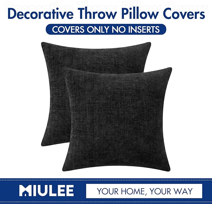 MIULEE Halloween Pack of 2 Couch Throw Pillow Covers 20x20 Inch Soft Black - Image 6