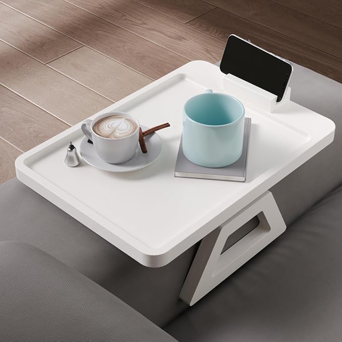 Couch Arm Tray with 360°Phone, Bamboo Folding Sofa Tray, Sofa Armrest Trays - Image 2