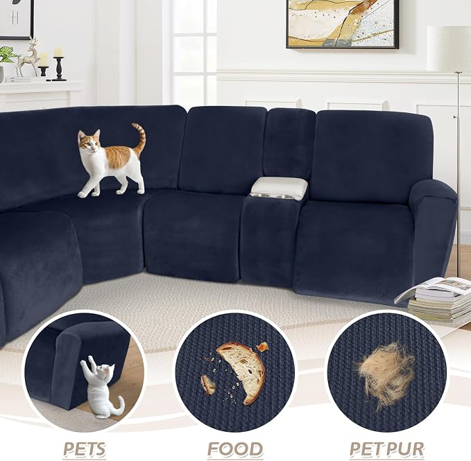Arfntevss Sectional Recliner Couch Covers Velvet Washable Corner Sectional Sofa - Image 7