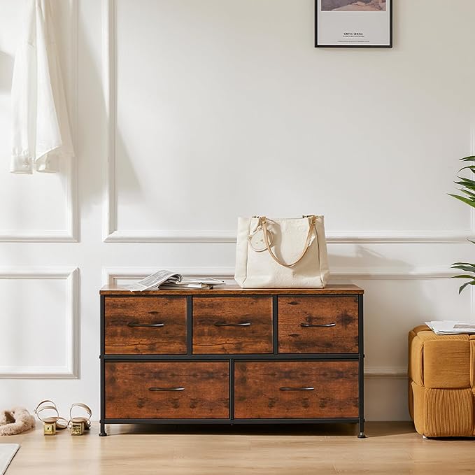 OLIXIS 5 Drawer Dresser for Bedroom, Wide Fabric Storage Tower - Image 2