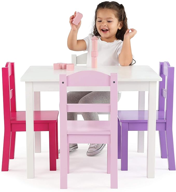 Humble Crew Kids Wooden Table and 4 Chairs Set, and Snack Time - Image 2