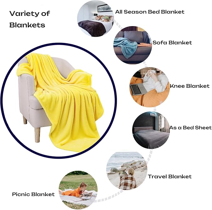 JIAHANNHA Yellow Throw Blanket Fleece Blanket 50"x60", Super Soft Cozy Plush - Image 2