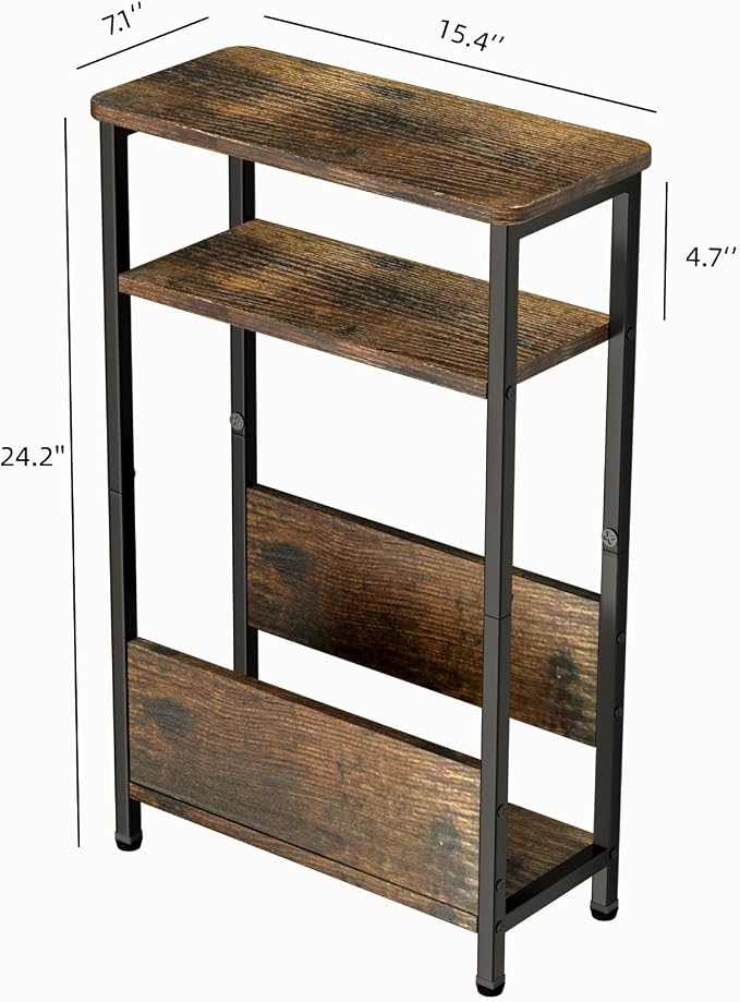 THUMEYE 7.1" Narrow Side Table for Small Spaces, 3 Tier Small End Table - Image 3