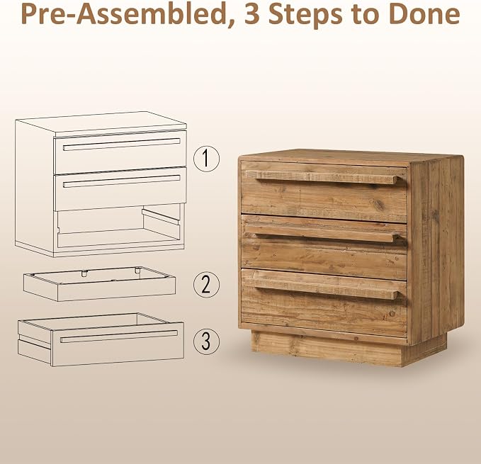 HOKYHOKY Set of 2 Reclaimed Solid Wood Nightstand-24 Inches Large End Table - Image 7