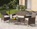 4-Piece Outdoor Furniture Set, PE Rattan Wicker Chairs by Unknown