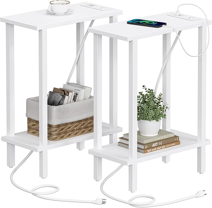 TUTOTAK Small End Table with Charging Station, Narrow Side Table with USB Ports by ChoosetutotakFurnitureBuildYourCozyHome