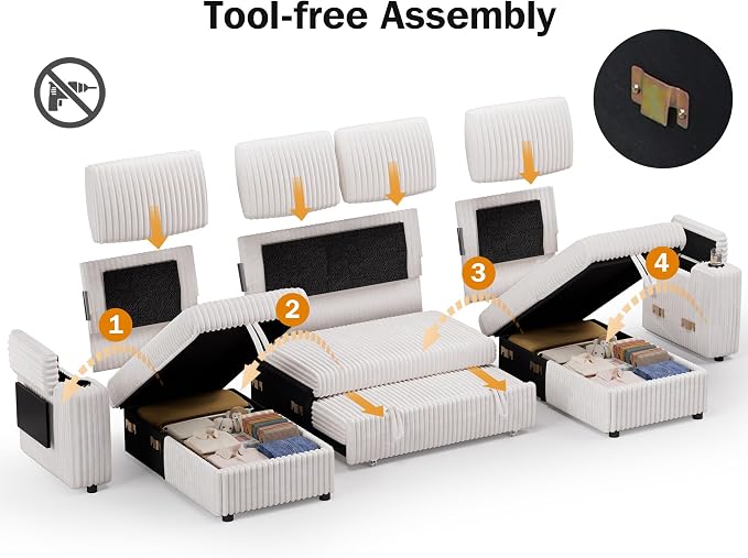 Vipbear 108" Modular Sectional Sleeper Sofa - Image 4