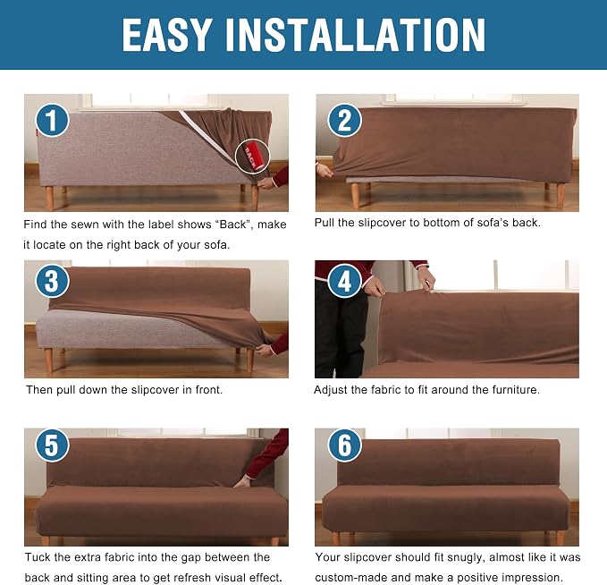 H.VERSAILTEX Real Velvet Futon Cover Armless Sofa Covers Sofa Bed Covers - Image 6
