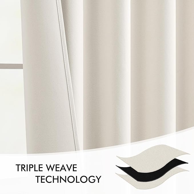 MIULEE Ivory Back Tab Blackout Curtains 120 Inch Long 2 Panels Set - Image 7
