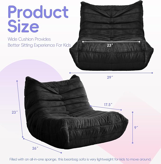 Hobestluk Bean Bag Chair with Memory Foam Ultra Soft Faux Fur Fabric Ergonomic - Image 2