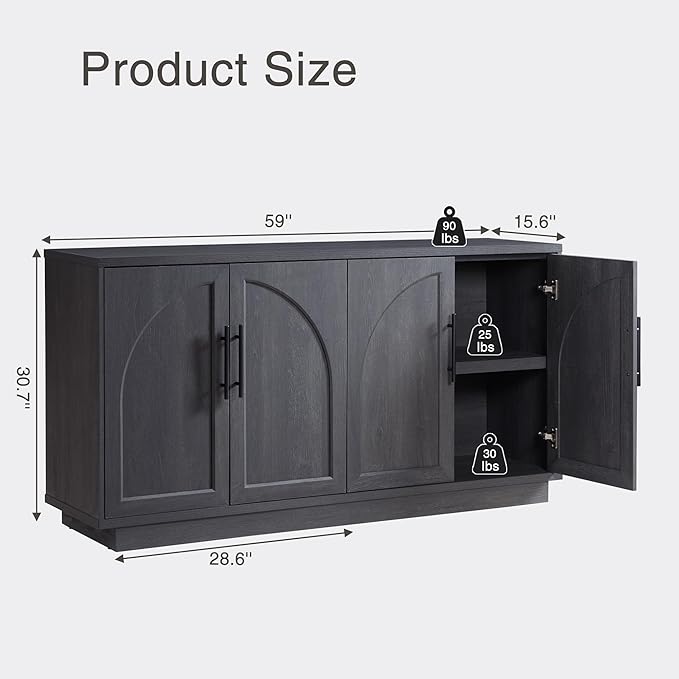 Fatmok Buffet Cabinet with Storage, Wood Media TV Console Table Credenza - Image 2