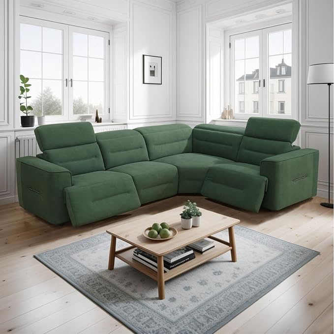 Power Recliner Sectional Sofa, L-Shaped Living Room Furniture Set, Reclining - Image 3